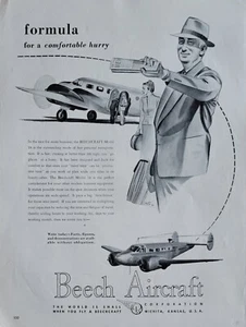 Anuncio de aviación Beech Aircraft Modelo 18 Vintage 1946 ""Cómodo Date prisa"" Arte Santee - Imagen 1 de 1