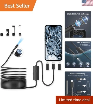 Professional 1920P Waterproof Borescope with 16.5ft Cable & 8 Adjustable LEDs - Image 1 of 4