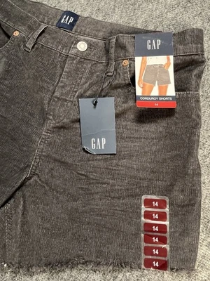 GAP Shorts Womens 14 Gray Corduroy Raw Edge Hem Stretch Cut Off Pockets NWT - Image 1 of 4