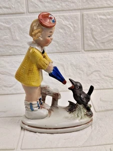Antike deutsche Porzellan Figur 20843, Mädchen mit Regenschirm und Vogel - Bild 1 von 10
