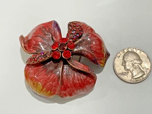 Vintage enamel ane rhinestones flower brooch - Picture 1 of 4