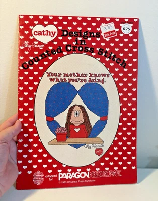 Vtg 1983 Cathy Designs in Counted Cross Stitch Pattern Book Paragon Needlecraft - Image 1 of 4