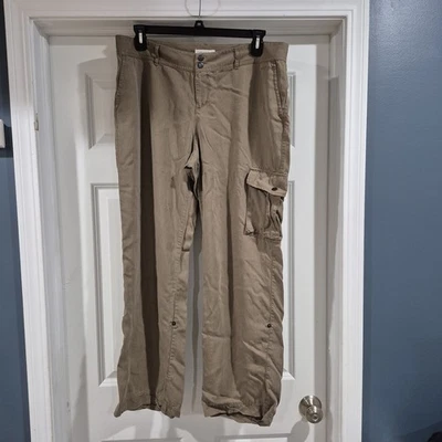 Pantalones Coldwater Creek para mujer 16 marrón cargo utilitario Tencel drapeado enrollable salón Foto 1 de 4