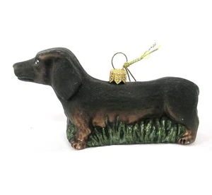 Adorno de vidrio soplado para perro Dachshund Lauschaer Alemania pintado a mano - Imagen 1 de 8