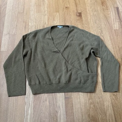 Madewell 女式裹身前针织毛衣 3X 码橄榄绿色套衫罗纹下摆 — 第 1/4 张图片