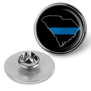 Broches y prendedores delgados de aplicación de la ley línea azul del estado de Carolina del Sur - plateados - Imagen 1 de 3
