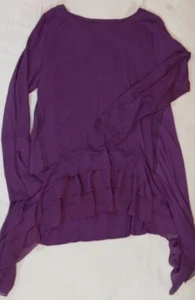 Love Scarlett Long Sleeve Top Sz XL Boat Neck Violet Color Ruffle Embroidery BL2 - Picture 1 of 8