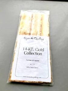 KEEPSAKE QUILTING 14-KT. GOLD COLLECTION 14 10" SQUARES NOS COTTON - Picture 1 of 3