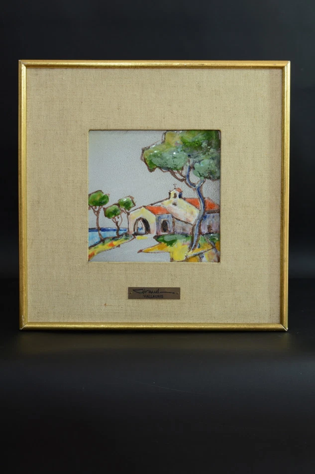 Tableau Paysage Provençal émaux CARREAU Céramique Giraud Vallauris design 1950 - Photo 1/1