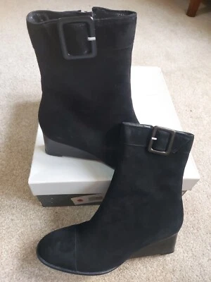 NUEVO EN CAJA Robert Clergerie FOUZIN Negro Cuero Seude Forrado Botines EE. UU. 6.5 UK 4.5  Foto 1 de 4