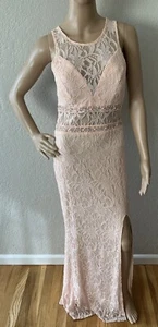 City Triangle Girls Pink Sleeveless Leg Slit Lace Prom Dress Size 5 - Picture 1 of 5