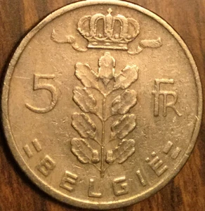 1963 BELGIUM 5 FRANCS COIN - Picture 1 of 2
