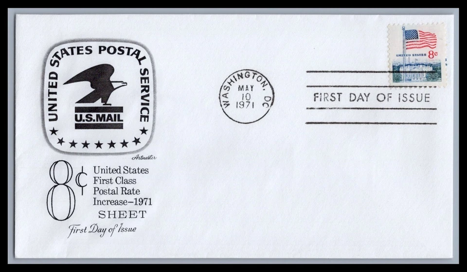 US FDC # 1338F 8c Flag Over Whitehouse  Artmaster  1971, 9e562 - Image 1 of 1