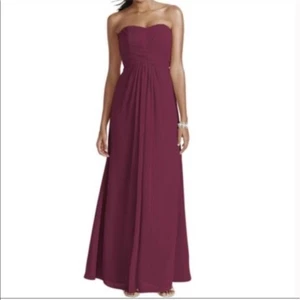 NEW David's Bridal Bridesmaid Chiffon Dress Wine Style F15555 Women Size 2 - Picture 1 of 11