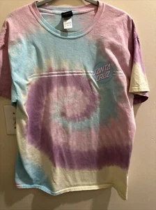 Santa Cruz Tie-Dye T-Shirt Skateboarding Vintage Look Pastels Large - Picture 1 of 10