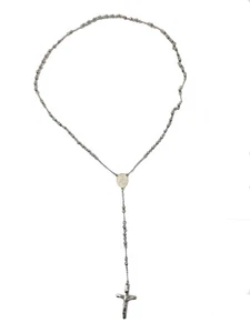 22 Zoll Edelstahl 4 mm Perlen Jungfrau Maria Rosenkranz Halskette - Bild 1 von 7