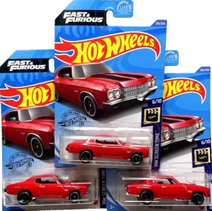 X-3 Hot Wheels Fast & Furious Red '70 Chevelle SS Hw Screen Time Lot Of 3 - Picture 1 of 4