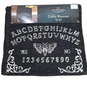Dark Enhancement Black Moth Table Runner 13 x 72 " White Ouija lettering - Picture 1 of 5