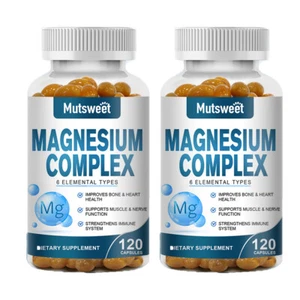 Magnesium Complex Supplement Caps - Mag Glycinate, Citrate, Malate 500mg 2 Pack - Picture 1 of 8