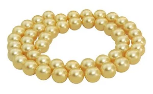 😏 Muschelkernperlen gold glänzend 8 mm Kugeln Perlen Muschelperlen Strang 😉 - Bild 1 von 1