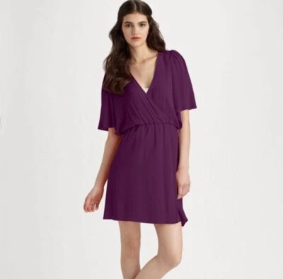 alice + Olivia Women's Chiffon Silk Plum Purple Wrap Dress size Small Flutter - Image 1 of 4