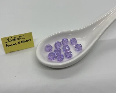 Swarovski #5000 8mm Round Crystal Beads Violet  Lot of 10 Vintage - Image 1 of 4