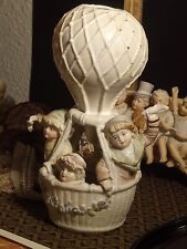antique porcelain german figurine gas lamp hot air balloon match swinger