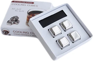 Stainless Steel Reusable Ice Cubes with Pouch Gift Set (4) - Picture 1 of 1