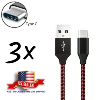 Braided USB Type-C USB-C to USB-A Fast Charge Cable Cord Charger Charging Sync - Image 1 of 4