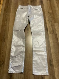 Crazy 8 Pants, Girls Size 14, Silver Shiny, Skinny Legs, Pockets - Picture 1 of 11