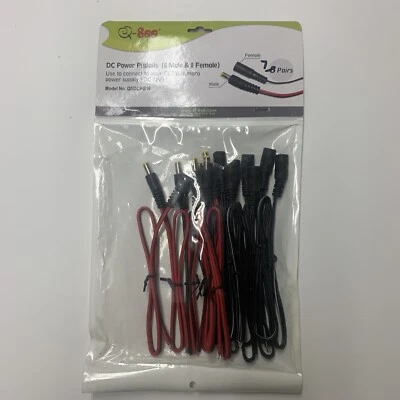 CCTV DC Power Pigtails 12V Male & Female 6 Pairs Open Pack - Image 1 of 2