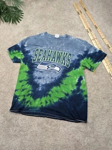 Vintage Seattle Seahawks Shirt Mens XL Extra Large Blue Tie Dye NFL Y2K 90s Crew - Picture 1 of 7