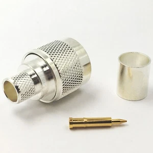 2 piezas conector coaxial RF tipo N enchufe macho engarce chapado en plata para LMR400 - Imagen 1 de 3
