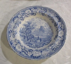 Antique Zachariah Boyle Hexham Abbey Blue & White Soup Plate Bowl A/F - Picture 1 of 10