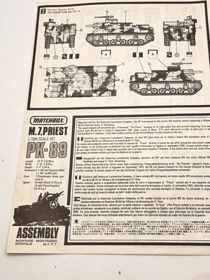MATCHBOX M.7. PRIEST PK-89 Instructions Only 1:76 Scale - Image 1 of 4
