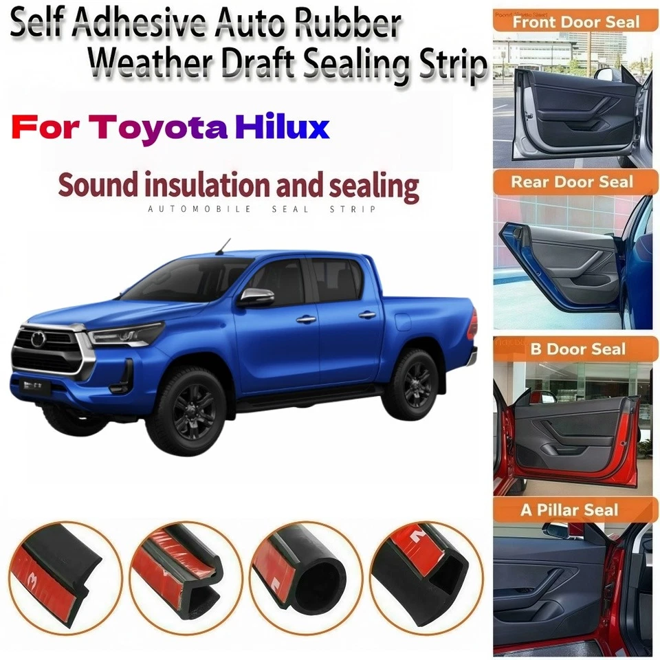 Door Edge Guard Rubber Strip Seal Draft Wind Noise Reduction k For Toyota Hilux - Imagem 1 de 4