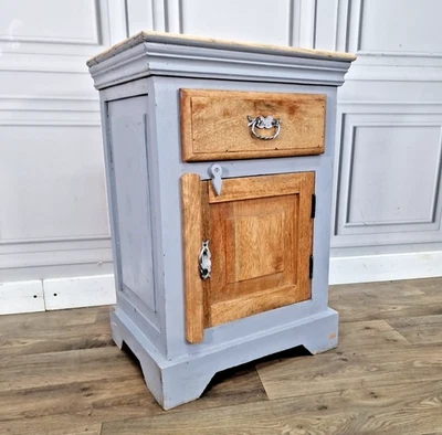 Retro Vintage Single Painted Bedside Cabinet Table Drawer – Solid Wood - Rustic - Image 1 of 4