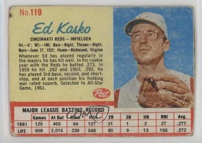 1962 Post Eddie Kasko #119 - Image 1 of 2