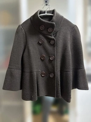 Poncho BURBERRY BLUE LABEL Marrón Oscuro Doble Botón Manga Acampanada Usado #EK BFA Foto 1 de 4