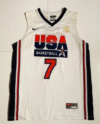 Nike USA Basketball White Jersey Larry Bird #7 Size L Dream Team  - Imagem 1 de 4