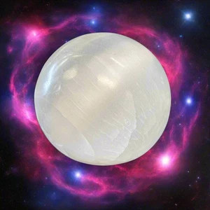 Bola de cristal de selenita marroquí pulido natural 3" - 4" - Imagen 1 de 2