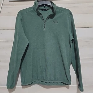 North Face Pullover Herren Medium Langarm 1/4 Zip Freizeit leicht grün  - Bild 1 von 5