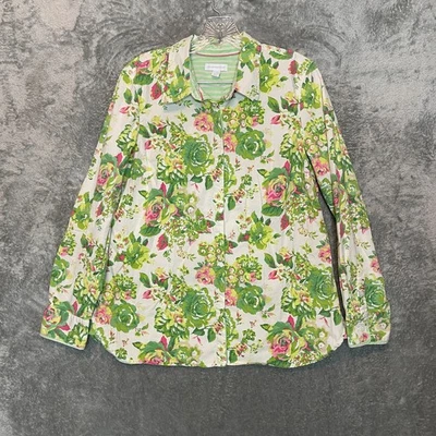 Top Charter Club Mujer Colorido Floral Bloomcore Manga Larga Cuello Botón XL Foto 1 de 4