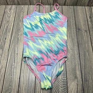 Girls Nike Thin Strap One Piece Swimsuit Pink Teal size small racerback - Picture 1 of 5