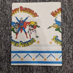 Vintage 1982 DC Comics Super Friends Birthday Table Cover With Superhero Design - Picture 1 of 4