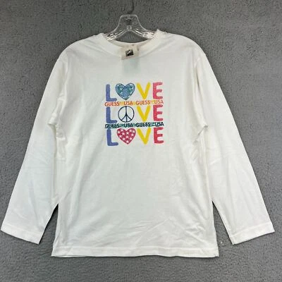New Youth  Vintage Guess Long sleeve Shirt L Made In U.S.A White - Image 1 of 4