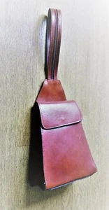 Sac à main bandoulière/sac à dos triangle +2 poches - Cuir marron Made in Italy. - Imagen 1 de 10