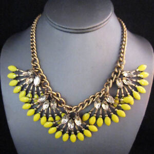 NEW Urban Anthropolo​​gie Trica Fringe Fan Yellow Bead Necklace