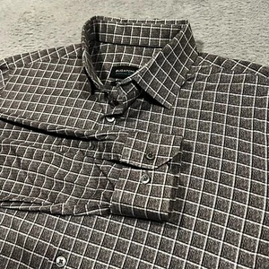 Bugatchi OooohCotton Tech 8 Way Stretch Button Up Shirt Men's Large Plaid Gray - Picture 1 of 12