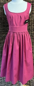 Neu mit Etikett DKNY Fit & Flair Stretch-Baumwollkleid Sommerkleid, Hot Pink, 10 - Bild 1 von 8